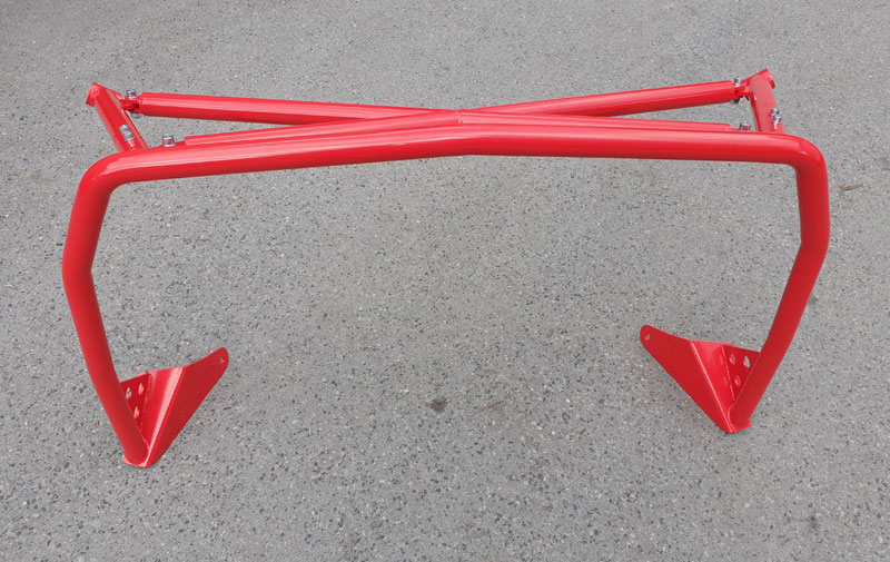 Clubsport-Bügel (kurze Ausführung) passend für Porsche 924/944, inkl. Diagonal-Kreuz 1-teilig (mittig geschweißt), Rot Pulver beschichtet