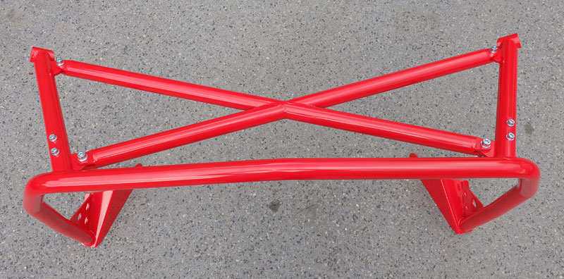 Clubsport-Bügel (kurze Ausführung) passend für Porsche 924/944, inkl. Diagonal-Kreuz 1-teilig (mittig geschweißt), Rot Pulver beschichtet